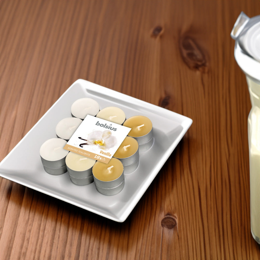 Vela Tealight Tricolor Aromático Pack.18 Baunilha 4h