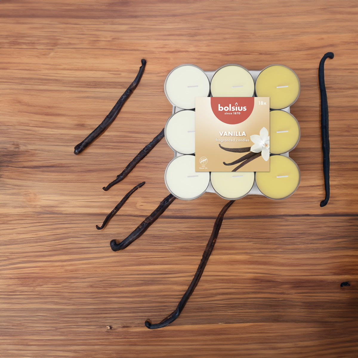 Vela Tealight Tricolor Aromático Pack.18 Baunilha 3,5h