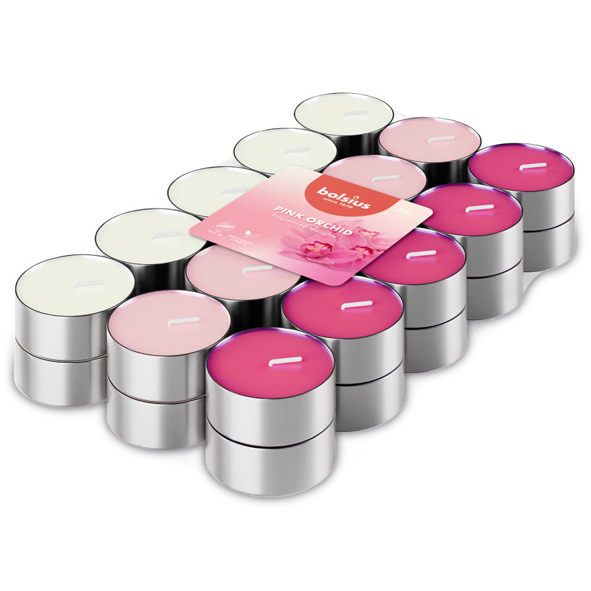 Vela Tealight Aromático Pack.30 Tricolor Orquídea Rosa 3,5h