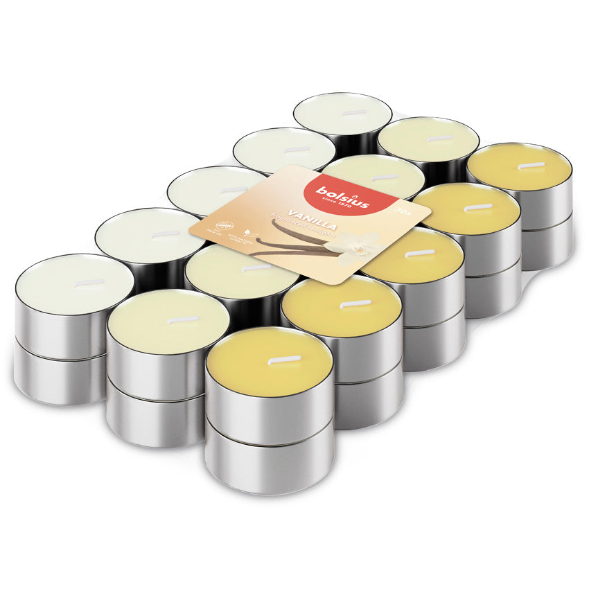 Vela Tealight Tricolor Aromático Pack.30 Baunilha 3,5h