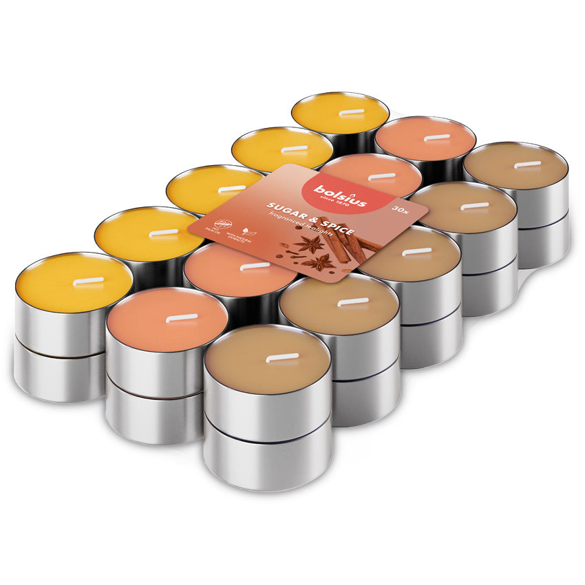 Vela Tealight Aromático Pack.30 Tricolor Açúcar & Especiarias 3,5h