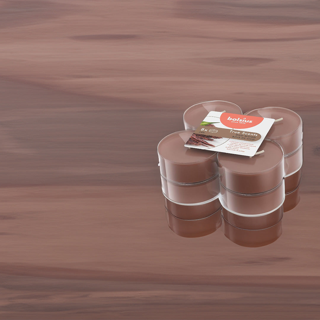 Vela Maxi Tealight Aromático Pack.8 Madeira 8h