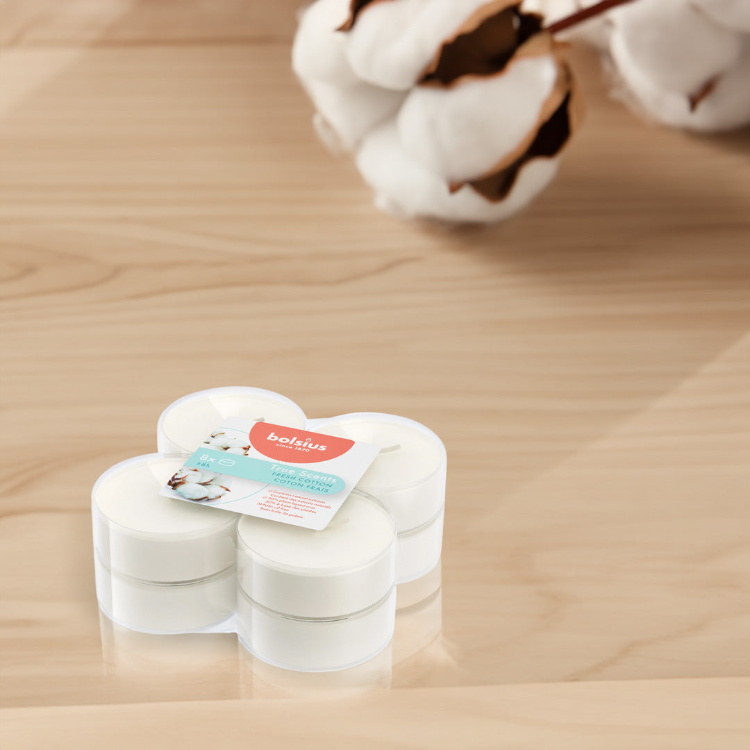 Vela Maxi Tealight Aromático Pack.8 Algodão Fresco 8h