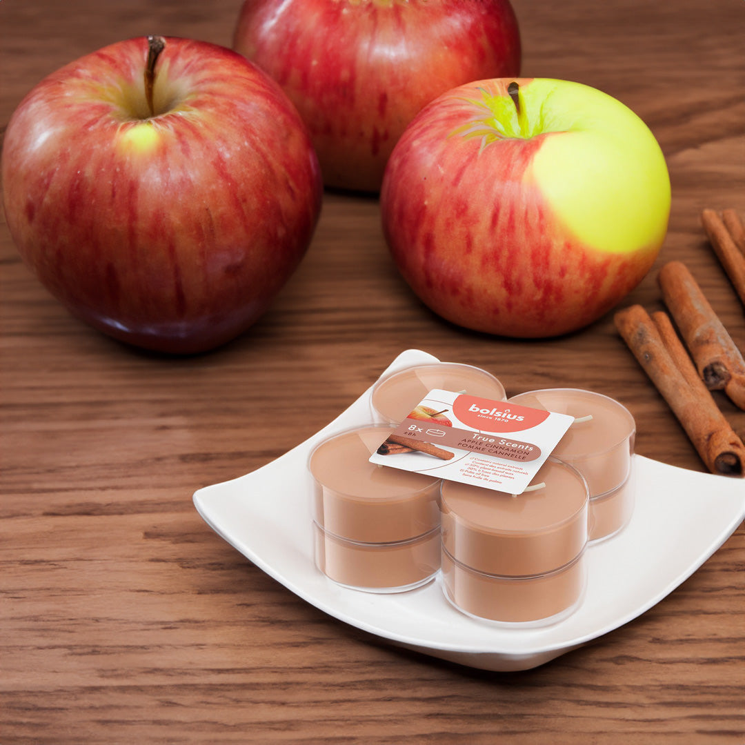 Vela Maxi Tealight Aromático Pack.8 Maça & Canela 8h