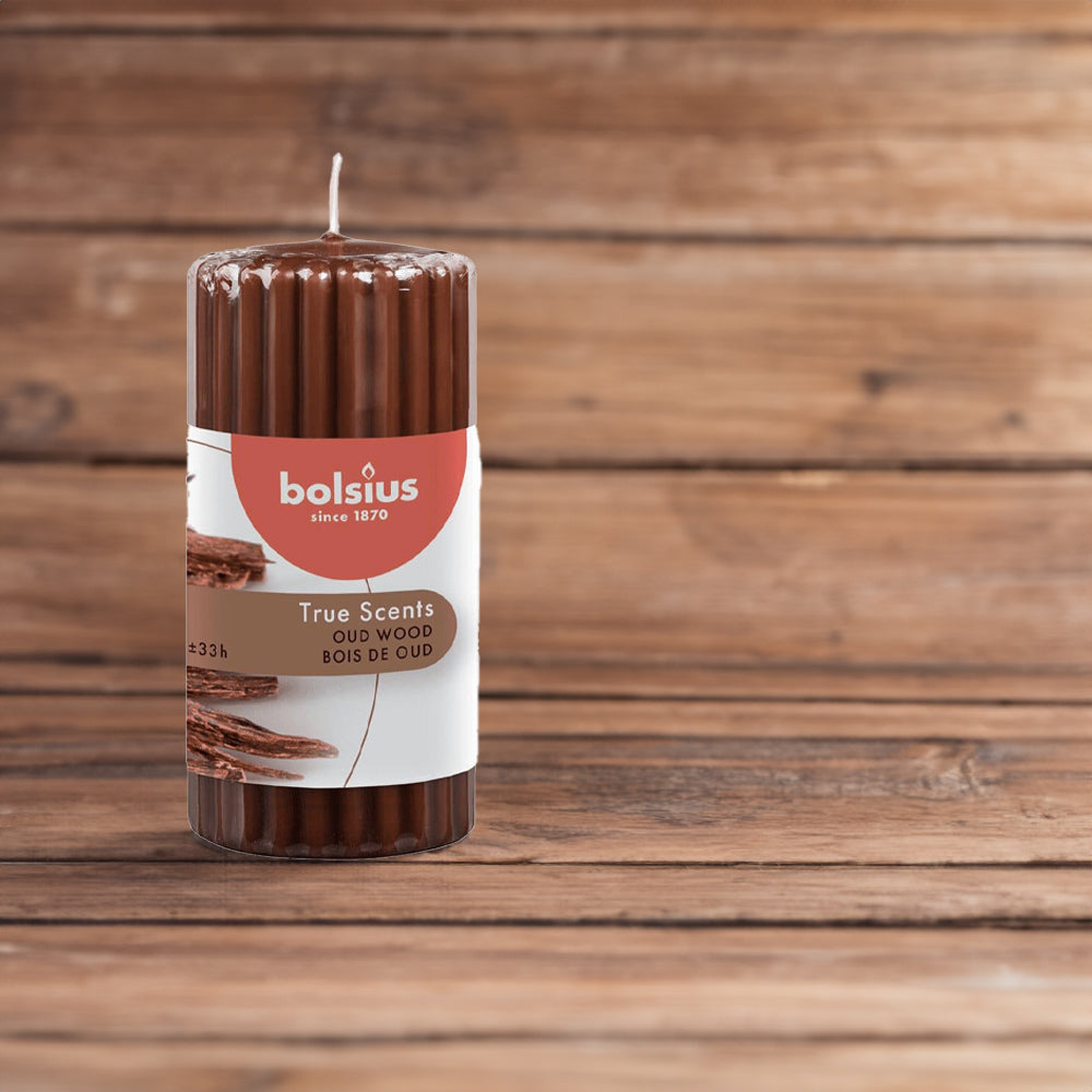 Vela Pilar Canelada Aromática 120x58mm Madeira 33h