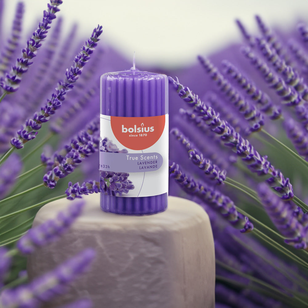 Vela Pilar Canelada Aromática 120x58mm Lavanda 33h