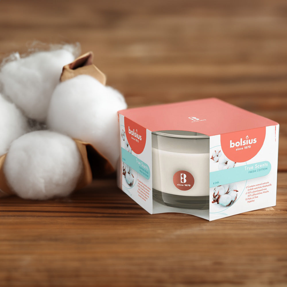 Vela Copo Aromático 63x90mm Algodão Fresco 24 h