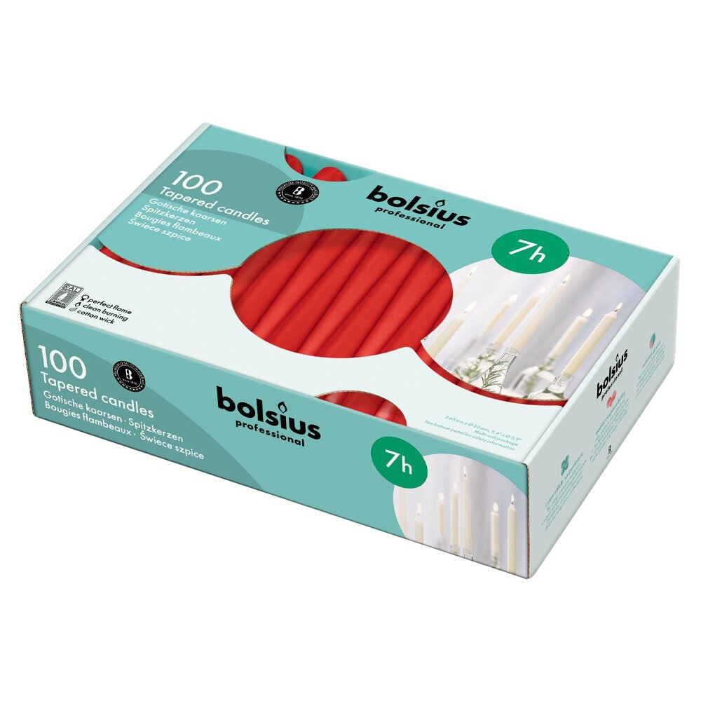 Velas Cónicas 240x23mm Vermelha Pack.100 / 7h