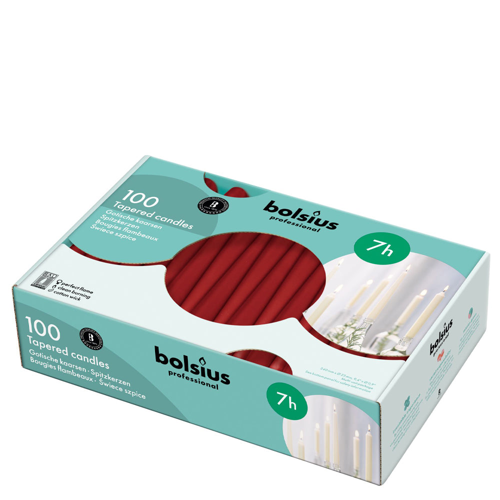 Velas Cónicas 240x23mm Bordeaux Pack.100 / 7h