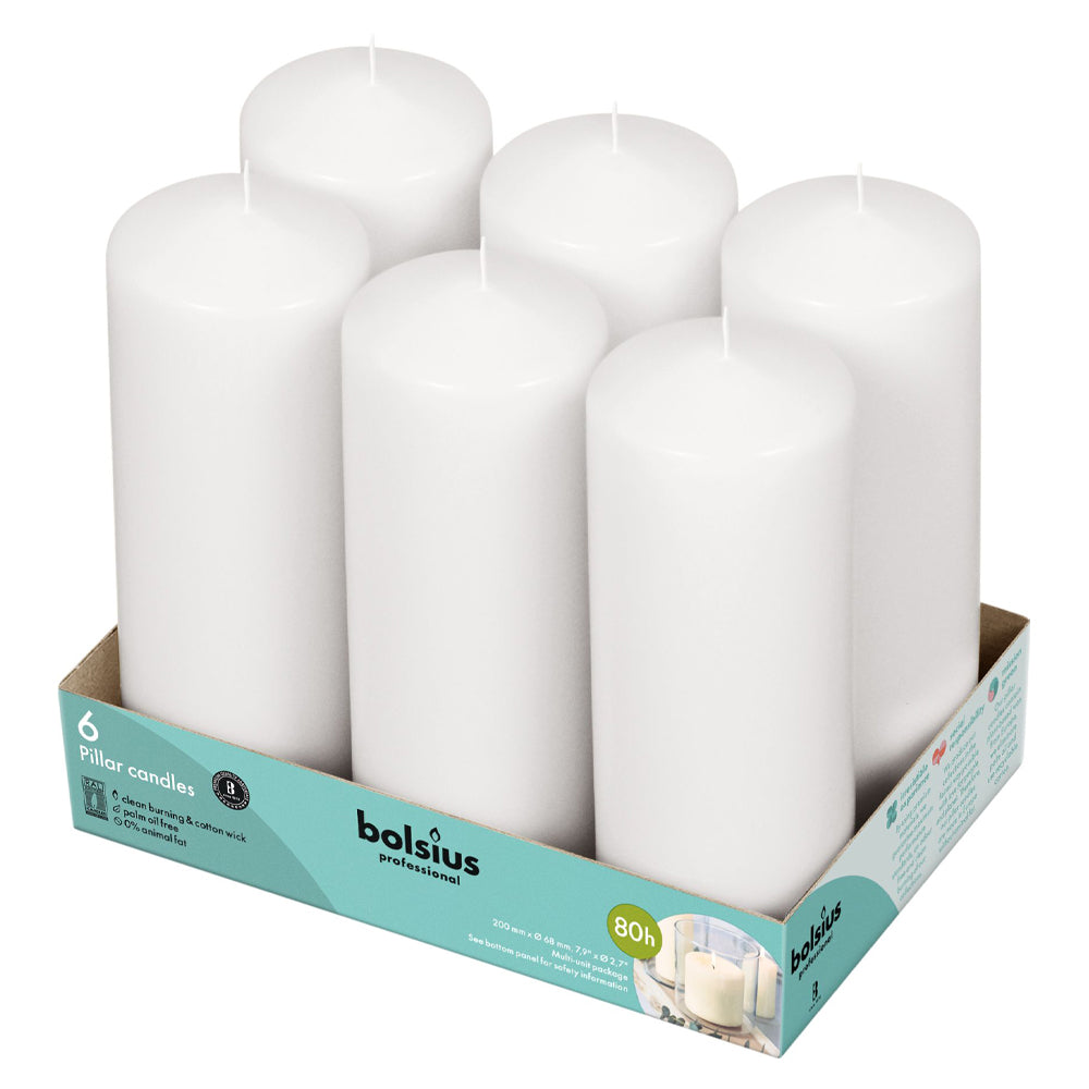 Vela Pilar 200x68mm Branca Pack.6 / 80h