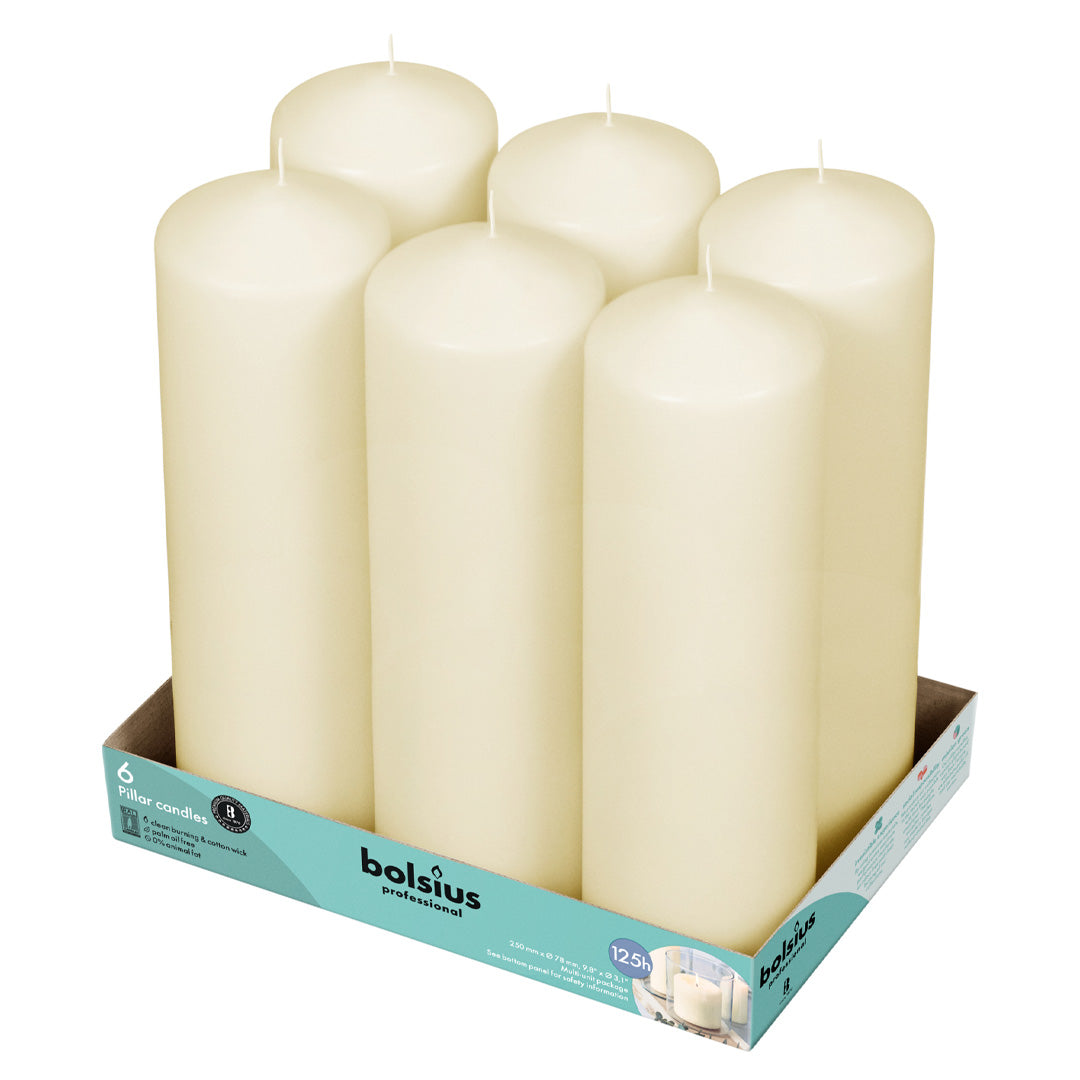 Vela Pilar 250x78mm Marfim Pack.6 / 125h