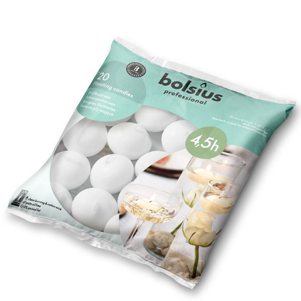 Vela Flutuante Branca 4,5 Horas Pack.20