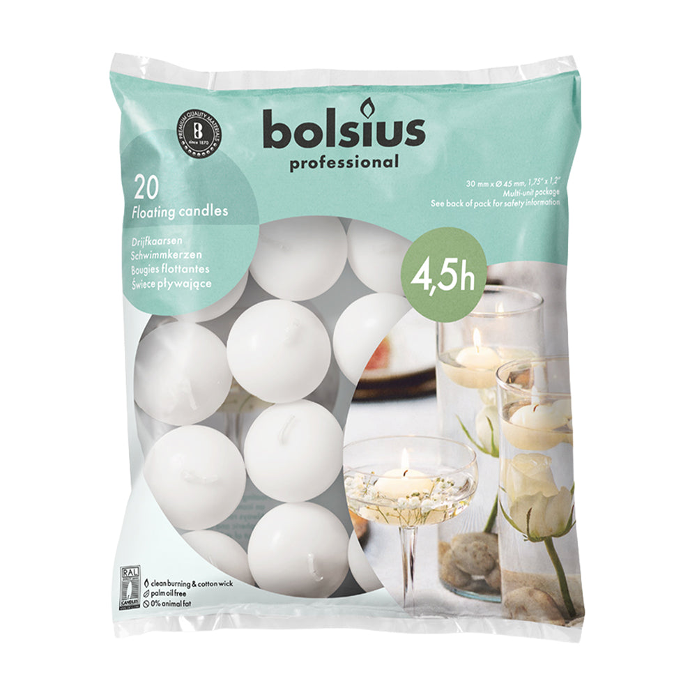 Vela Flutuante Branca 4,5 Horas Pack.20
