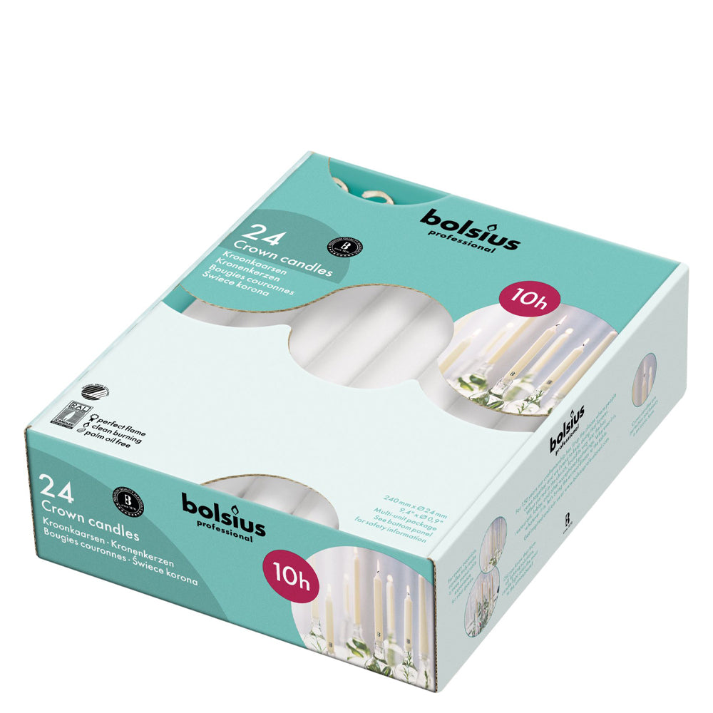 Velas Cónicas 240x24mm Branca Pack.24 / 10h