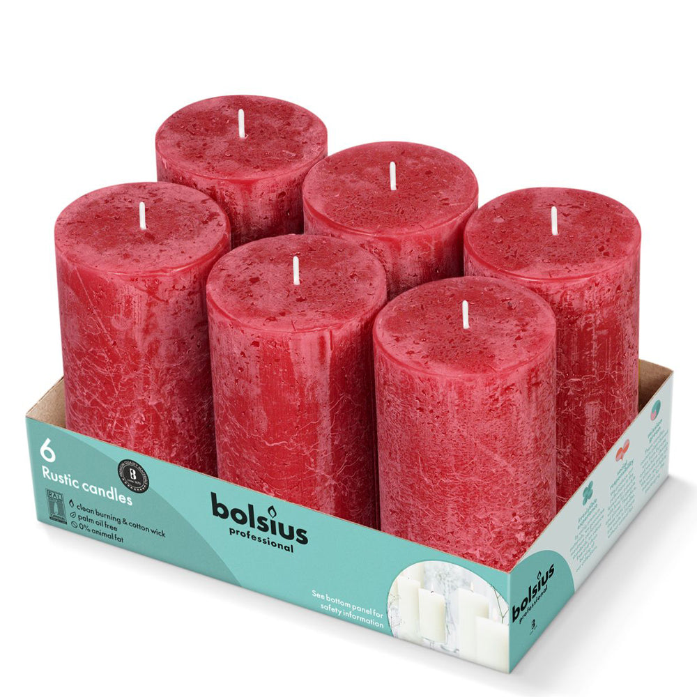 Vela Pilar Rústica 130x68mm Vermelho Veludo Pack.6 / 65h