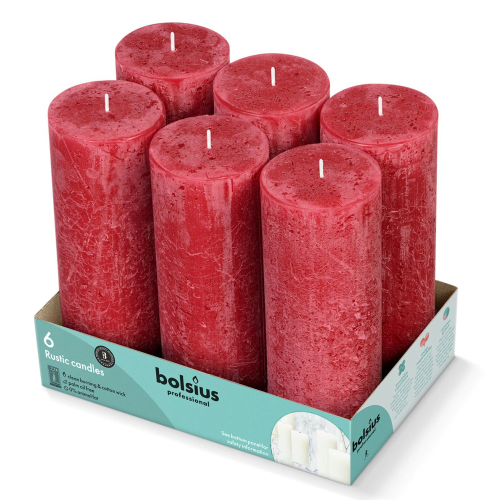 Vela Pilar Rústica 190x68mm Vermelho Veludo Pack.6 / 85h