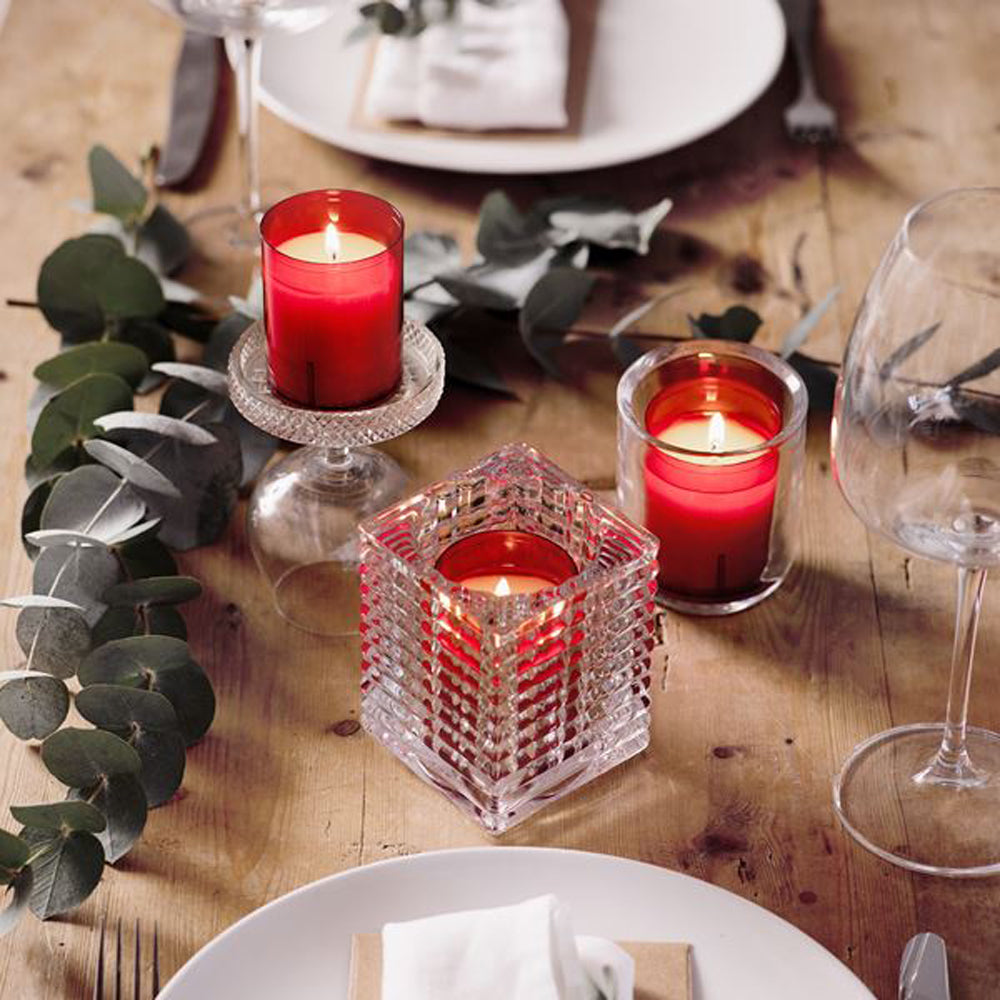 Porta Velas Vidro Relight Canelado Transparente Pack.6