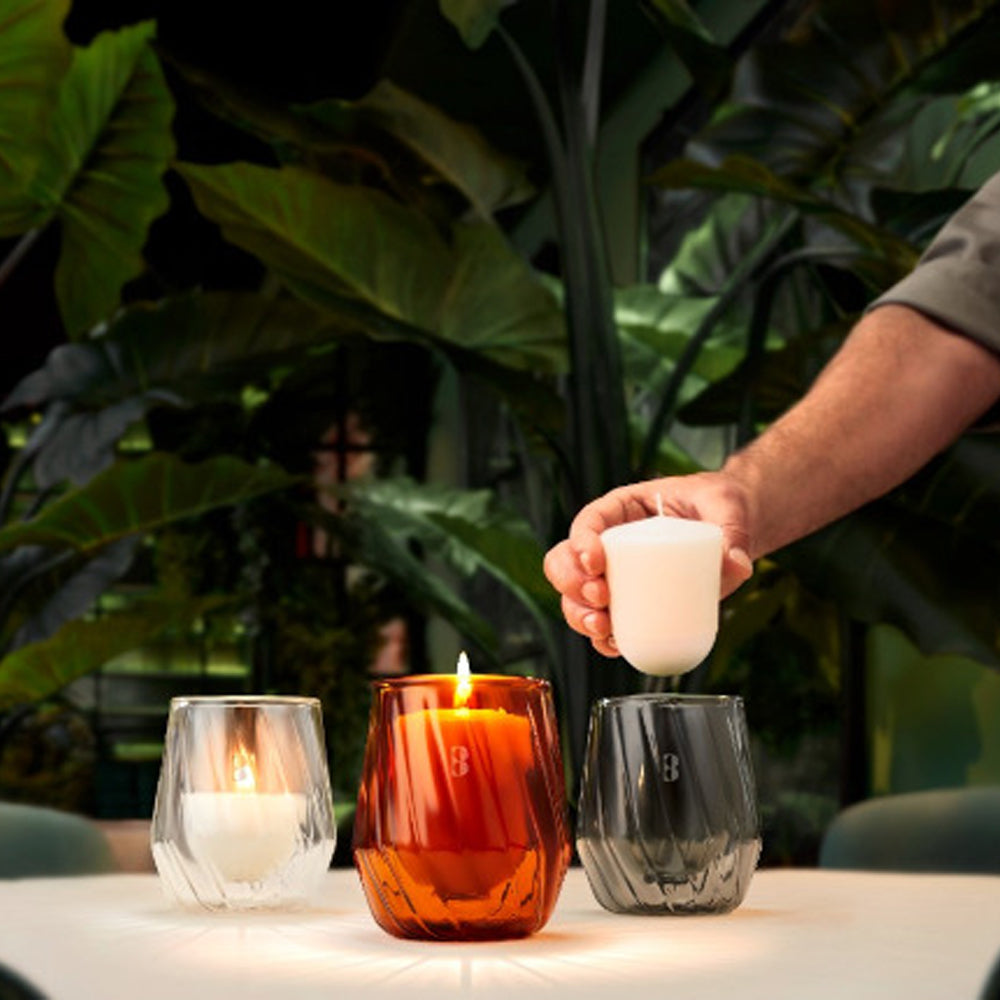 Porta Velas Vidro Cinza Pack.4
