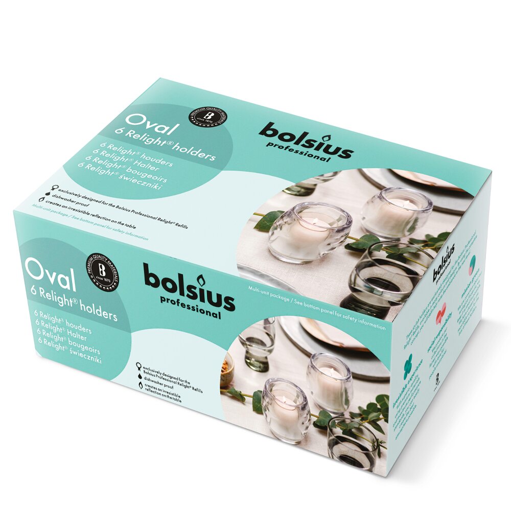 Porta Velas Vidro Relight Oval Transparente Pack.6