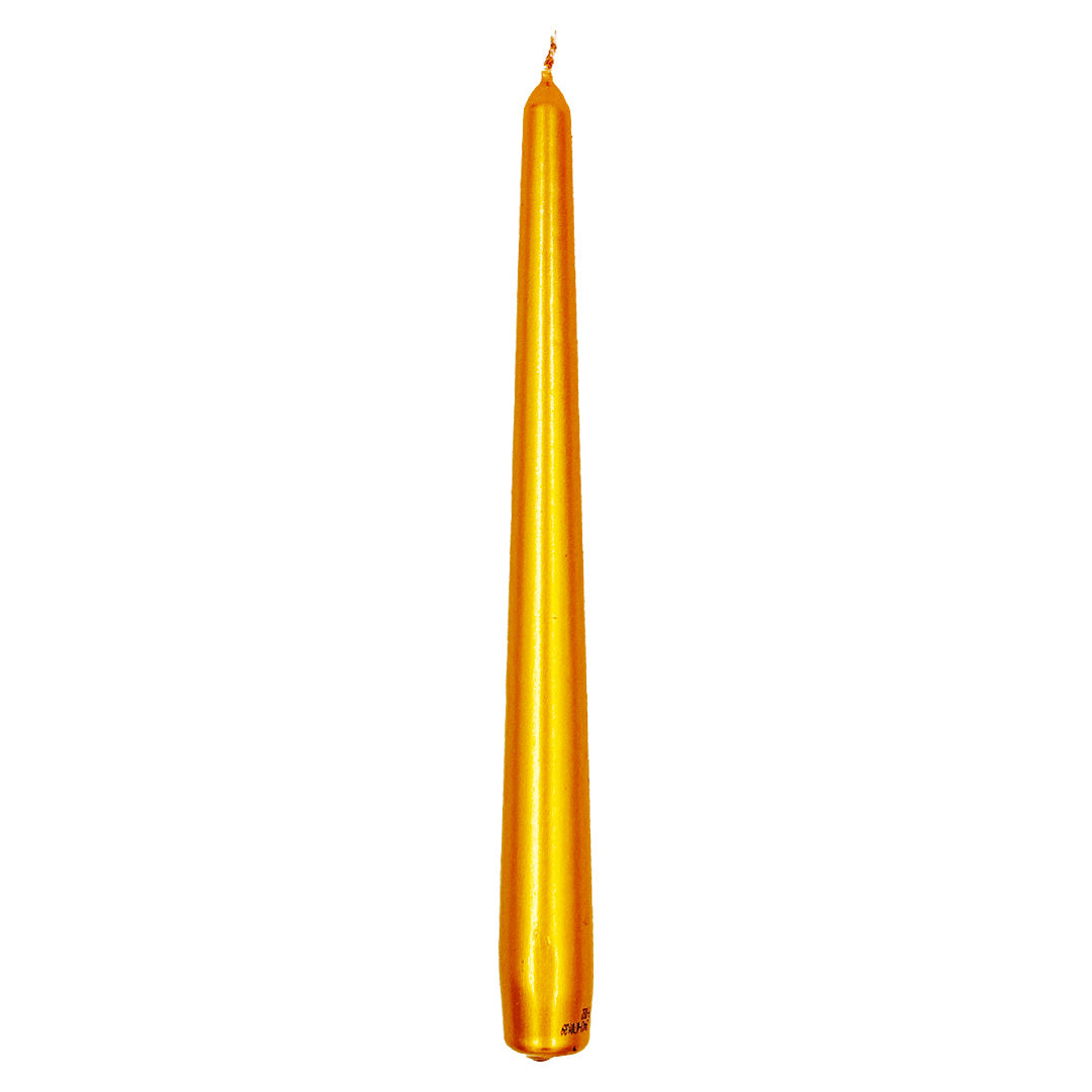 Vela Cónica Essentials 245x24mm Pack.12 Dourada Metálica 7,5h
