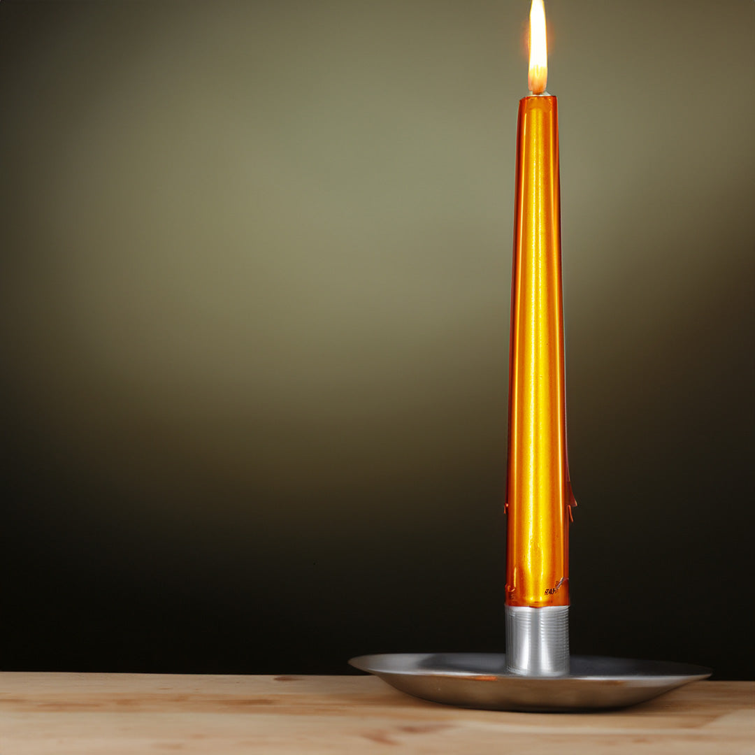 Vela Cónica Essentials 245x24mm Pack.12 Dourada Metálica 7,5h