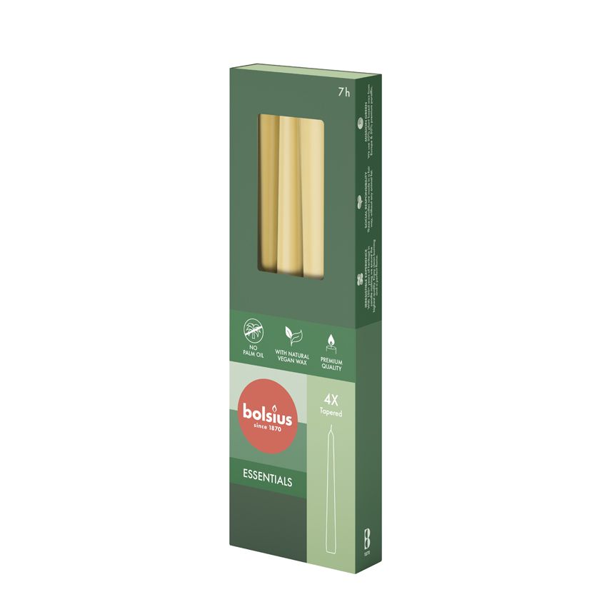 Vela Cónica Essentials 245x24mm Pack.4 Bege 7h