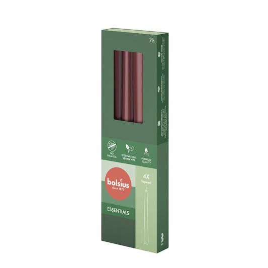 Vela Cónica Essentials 245x24mm Pack.4 Vermelho Veludo 7h