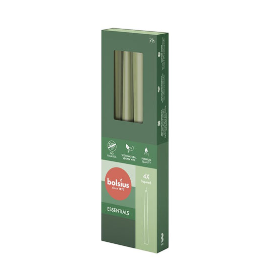 Vela Cónica Essentials 245x24mm Pack.4 Verde Seco 7h