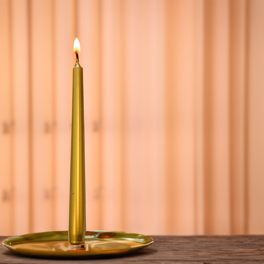 Vela Cónica Essentials 245x24mm Pack.4 Dourada Metálica 7h