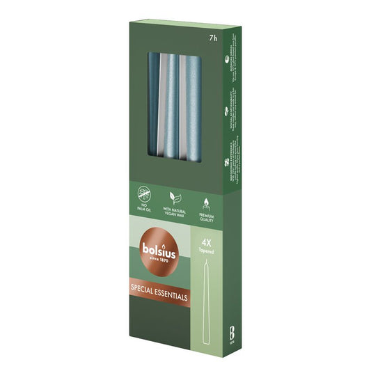 Vela Cónica Essentials 245x24mm Pack.4 Azul Metálica 7h