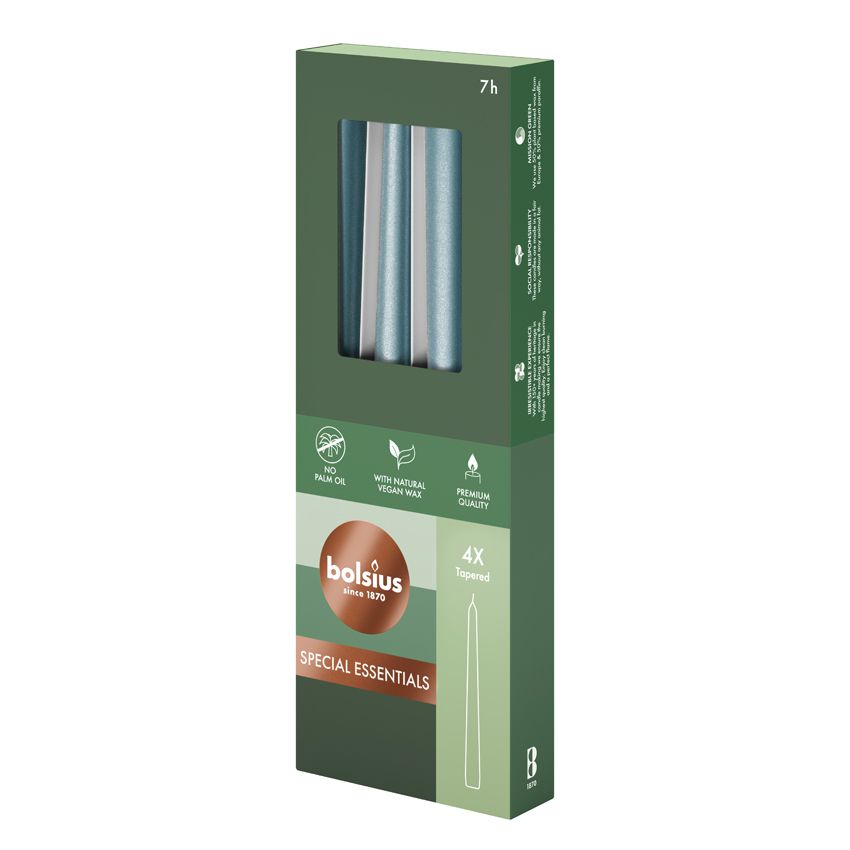 Vela Cónica Essentials 245x24mm Pack.4 Azul Metálica 7h