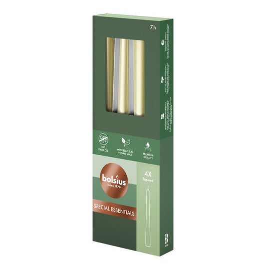 Vela Cónica Essentials 245x24mm Pack.4 Prata Branca Metálica 7h