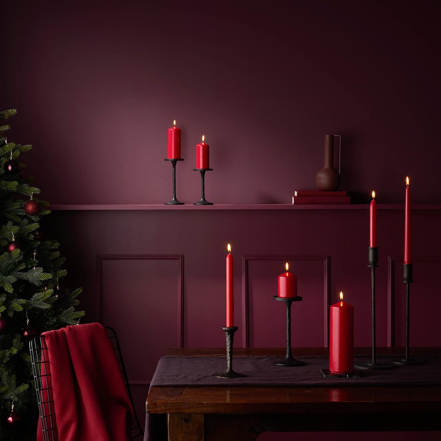 Vela Cónica 180x21.3mm Pack.8 Vermelha 6h