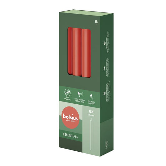 Vela Cónica Essentials 230x20mm Pack.8 Vermelho Delicado 8h