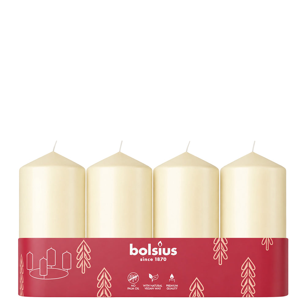 Vela Pilar 100x48mm Pack.4 Branco Pérola Suave 20h