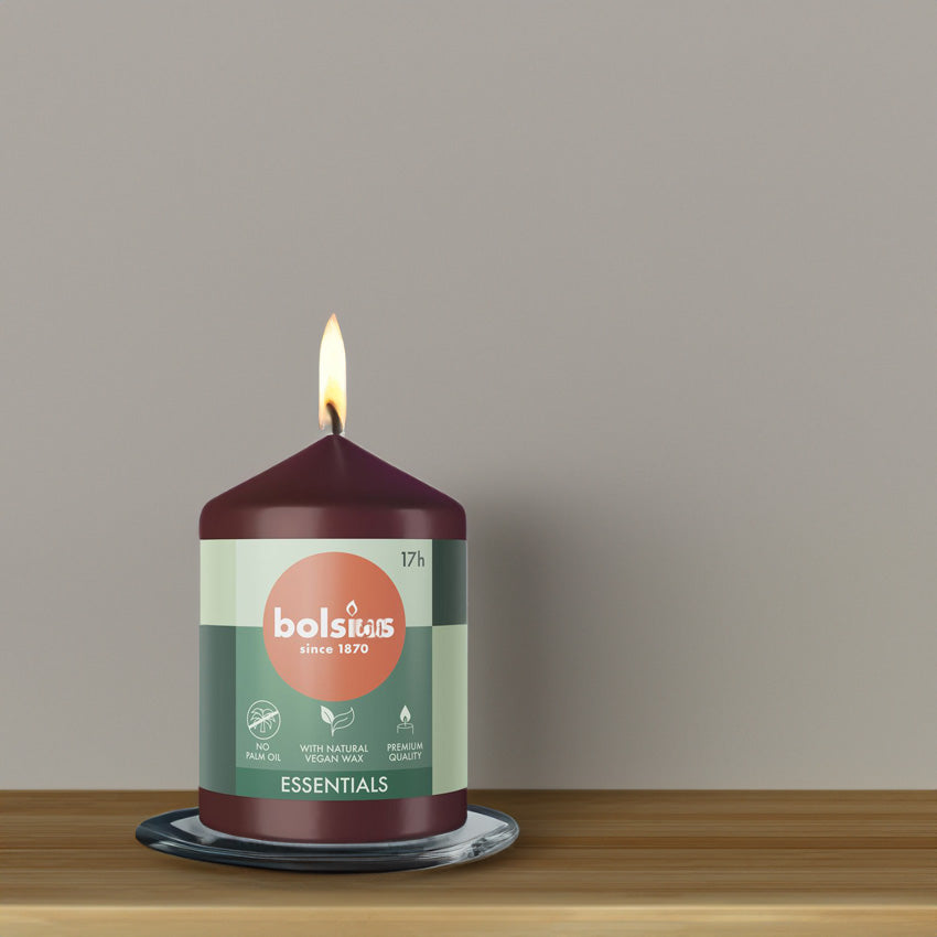 Vela Pilar Essentials 80X58mm Vermelha Veludo 17h