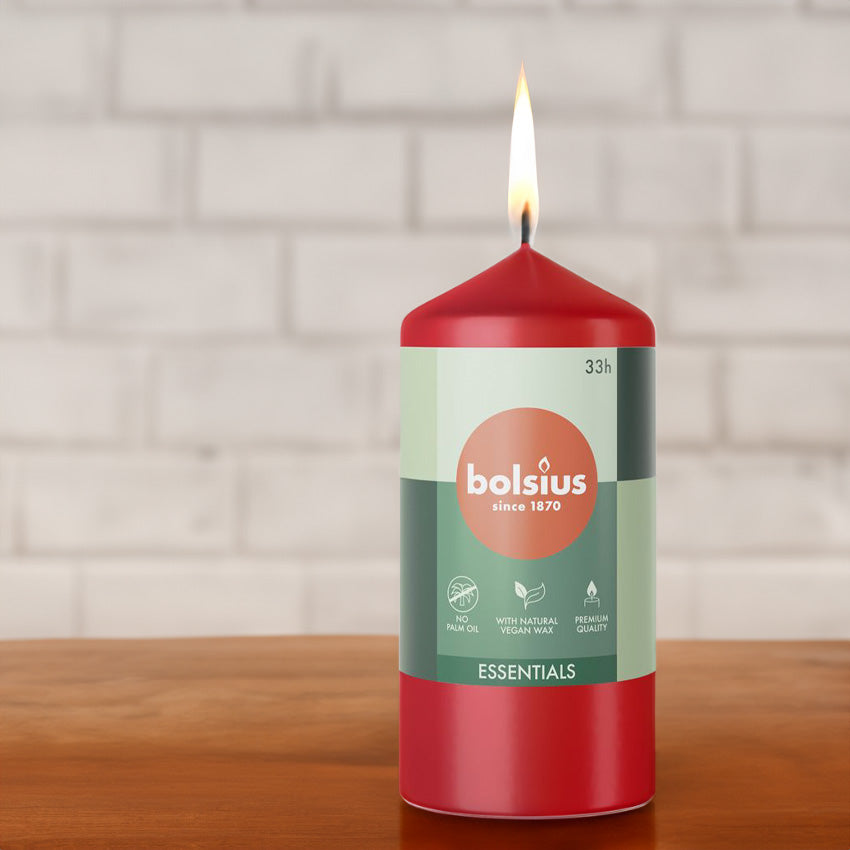 Vela Pilar Essentials 120X58mm Vermelho Delicado 33h