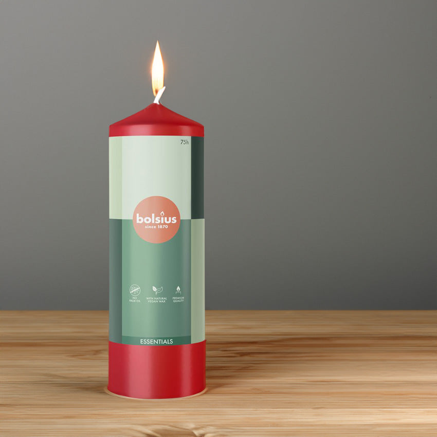 Vela Pilar Essentials 200X68mm Vermelho Delicado 75h