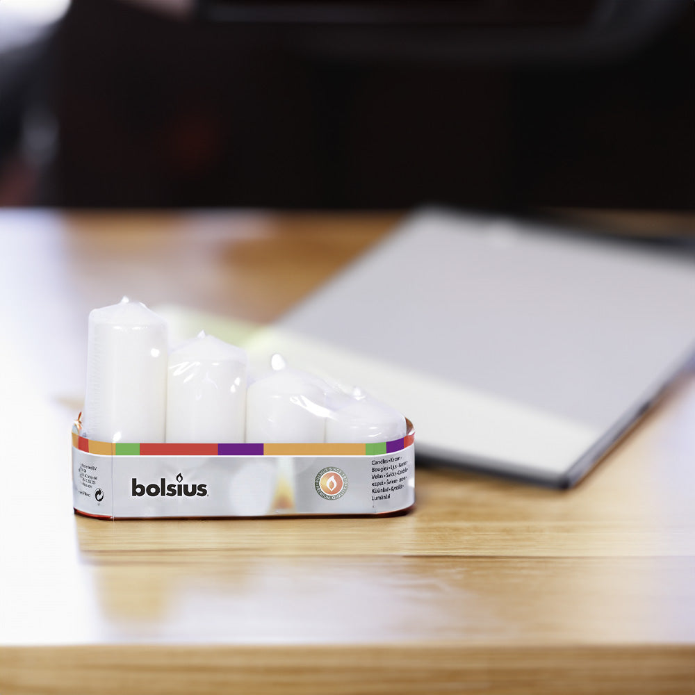 Vela Pilar 60/80/100/120mm Pack.4 Branca 7,5h