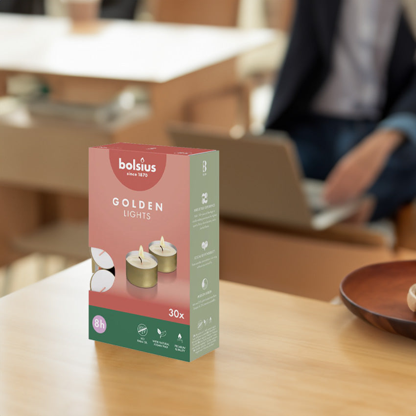 Vela Tealight Pack.30 Dourado 8h