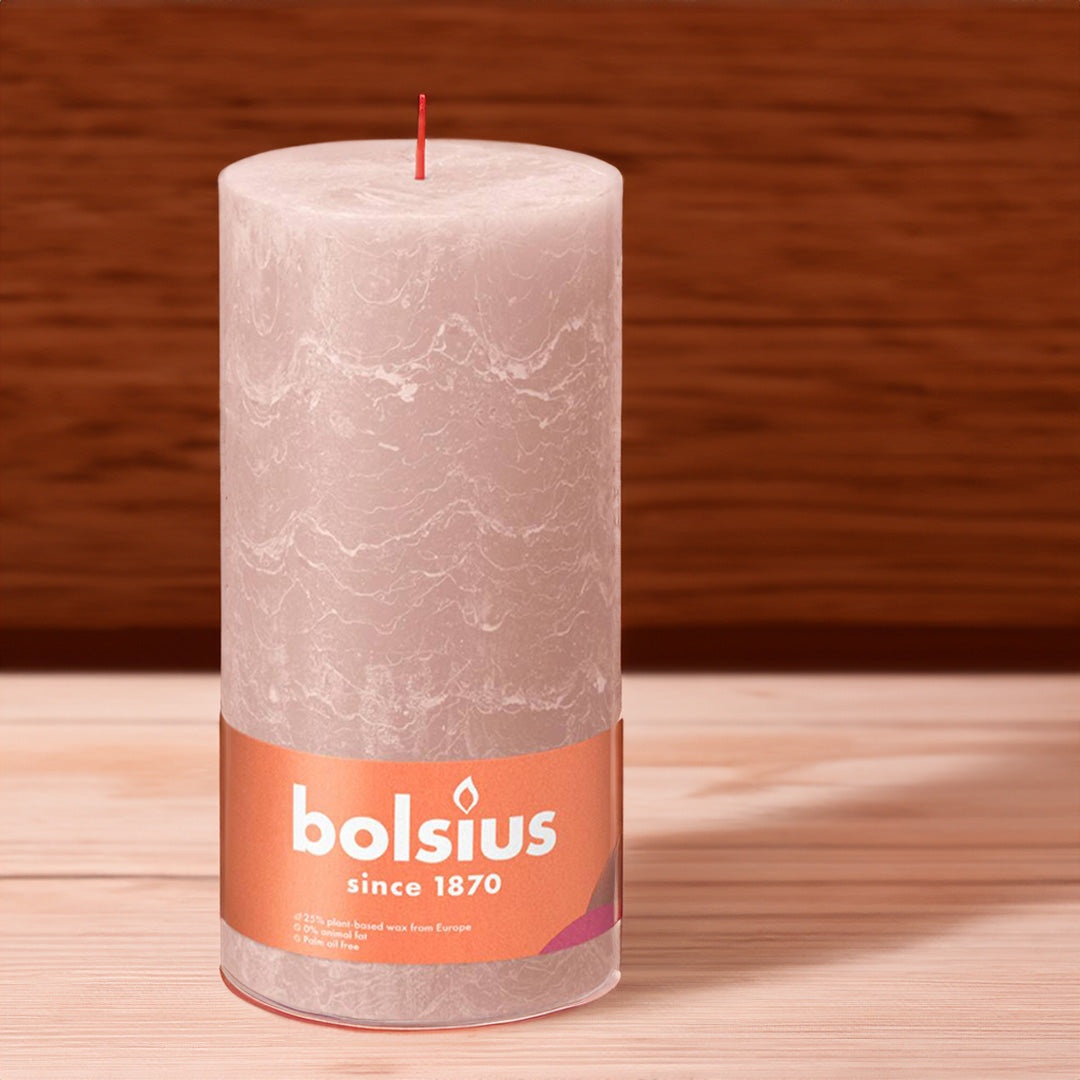 Vela Pilar Rústica 200x100mm Rosa Enevoado 125h