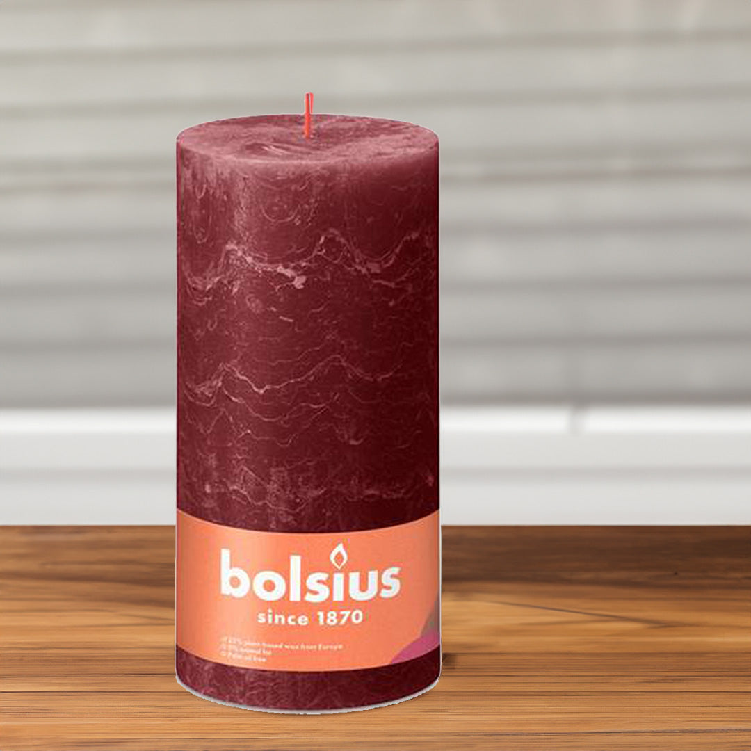 Vela Pilar Rústica 200x100mm Vermelha Veludo 125h