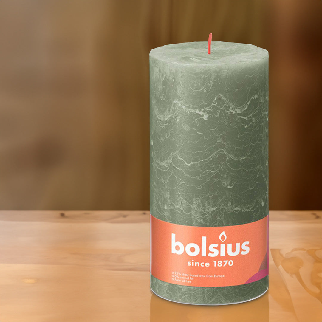 Vela Pilar Rústica 200x100mm Verde Seco 125h