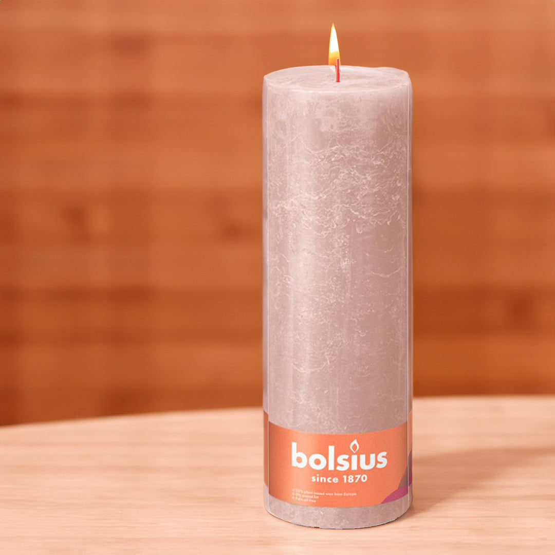 Vela Pilar Rústica 300x100mm Rosa Enevoado 200h