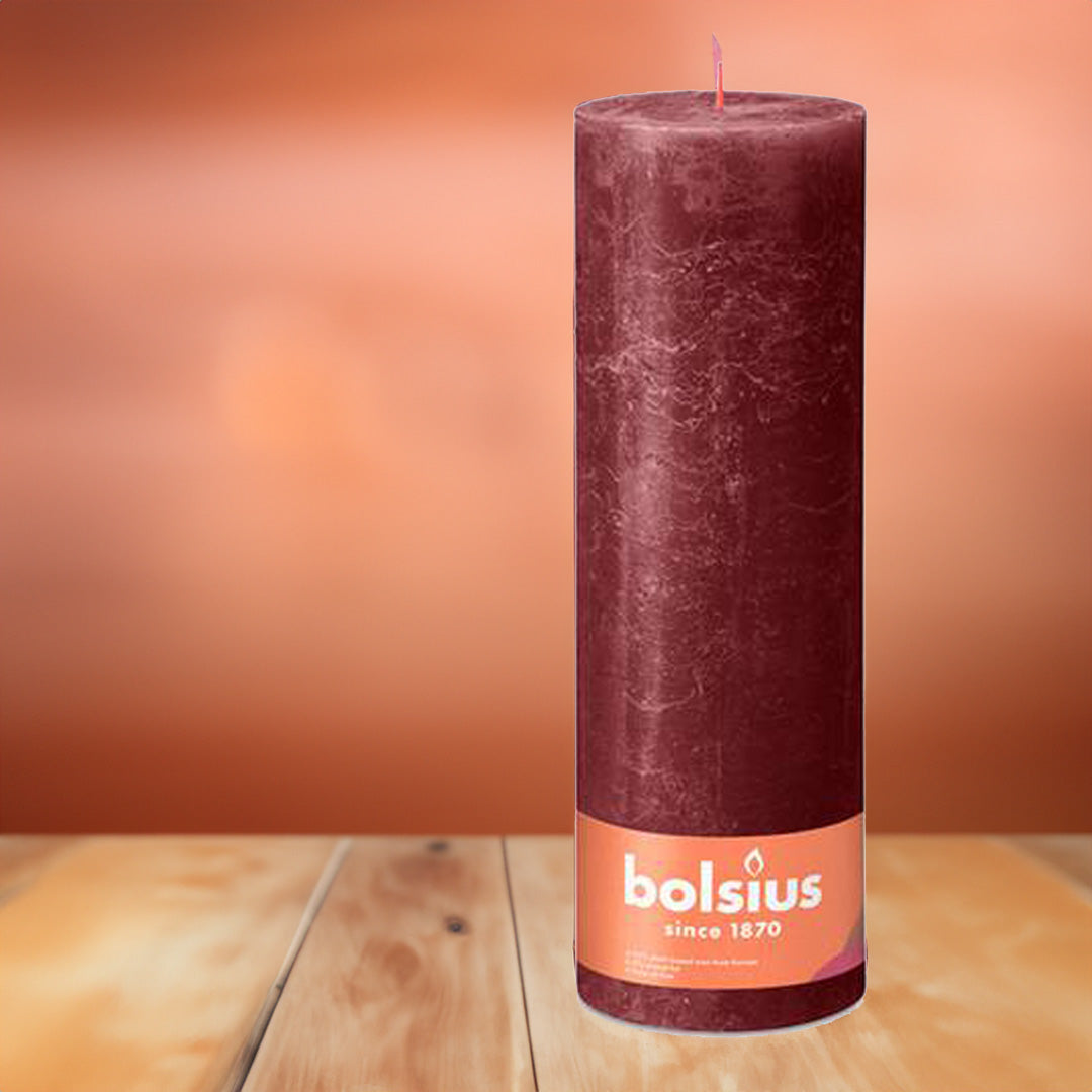 Vela Pilar Rústica 300x100mm Vermelha Veludo 200h