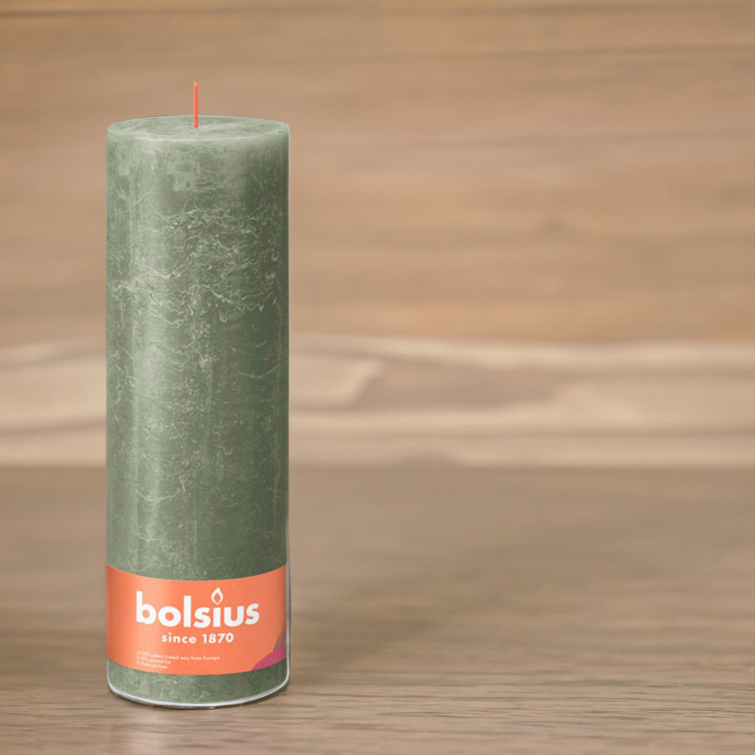 Vela Pilar Rústica 300x100mm Verde Seco 200h