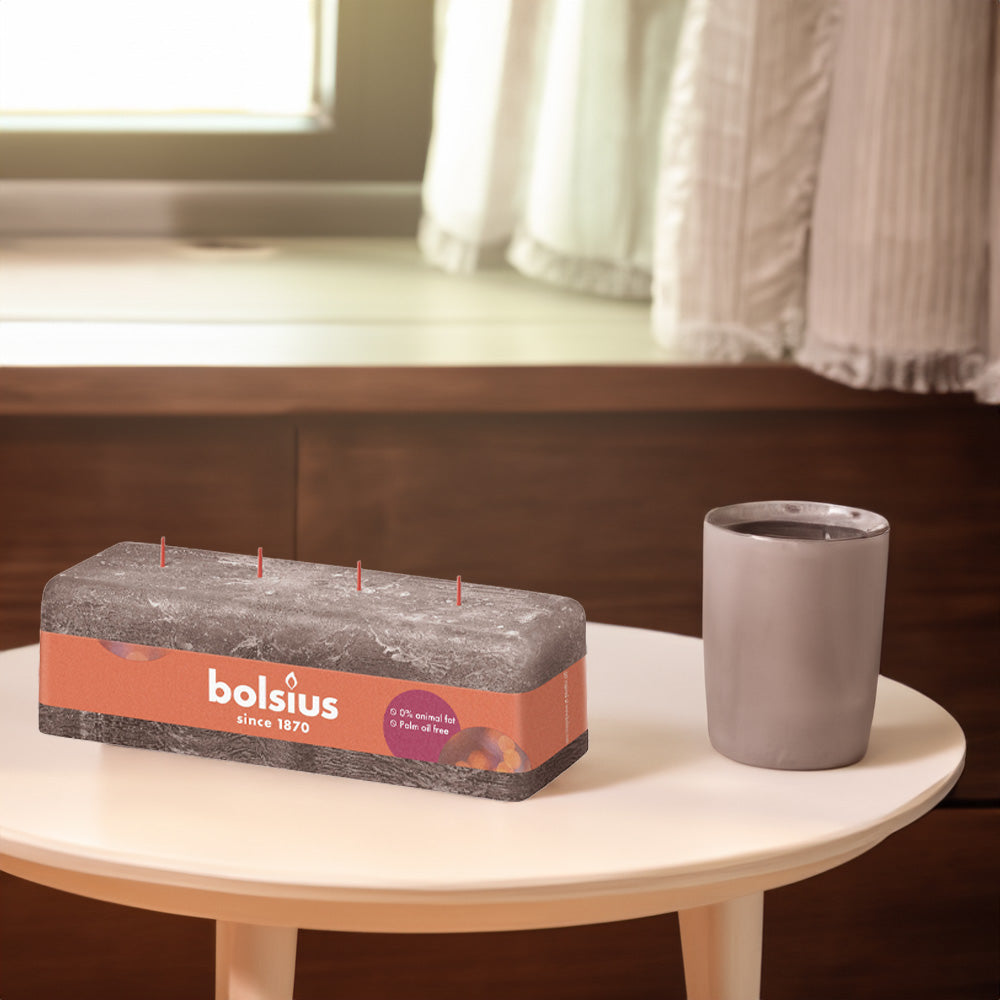 Vela Rústica 4 Pavios 80X250X90mm Taupe 51h