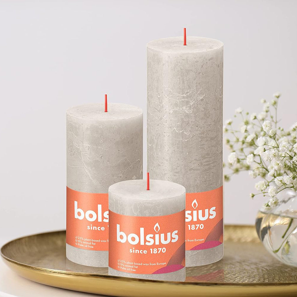 Vela Pilar Rústica 100X50mm Cinza Claro 30h