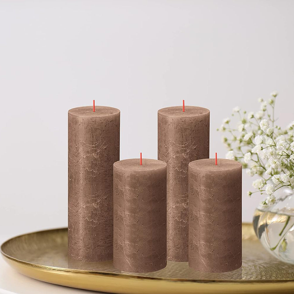 Vela Pilar Rústica 100x50mm Castanha 30h