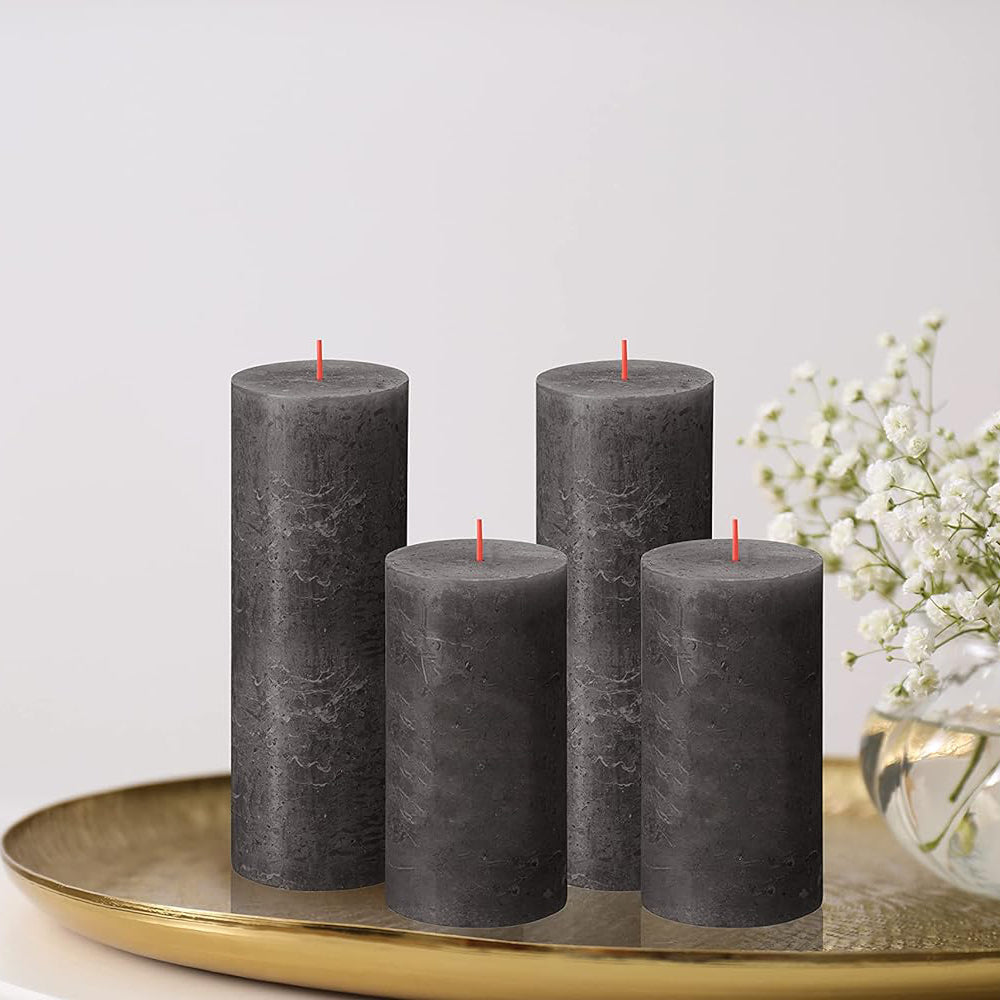 Vela Pilar Rústica 100X50mm Cinza Escuro 30h